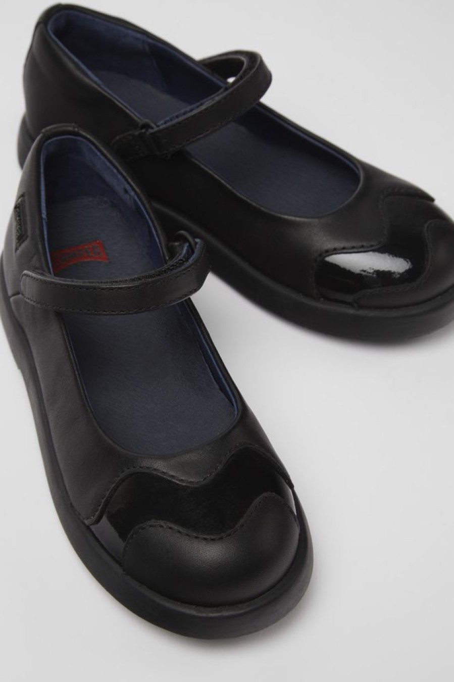 Kids CamperLab School Shoes | Black Leather Mary Jane Flats