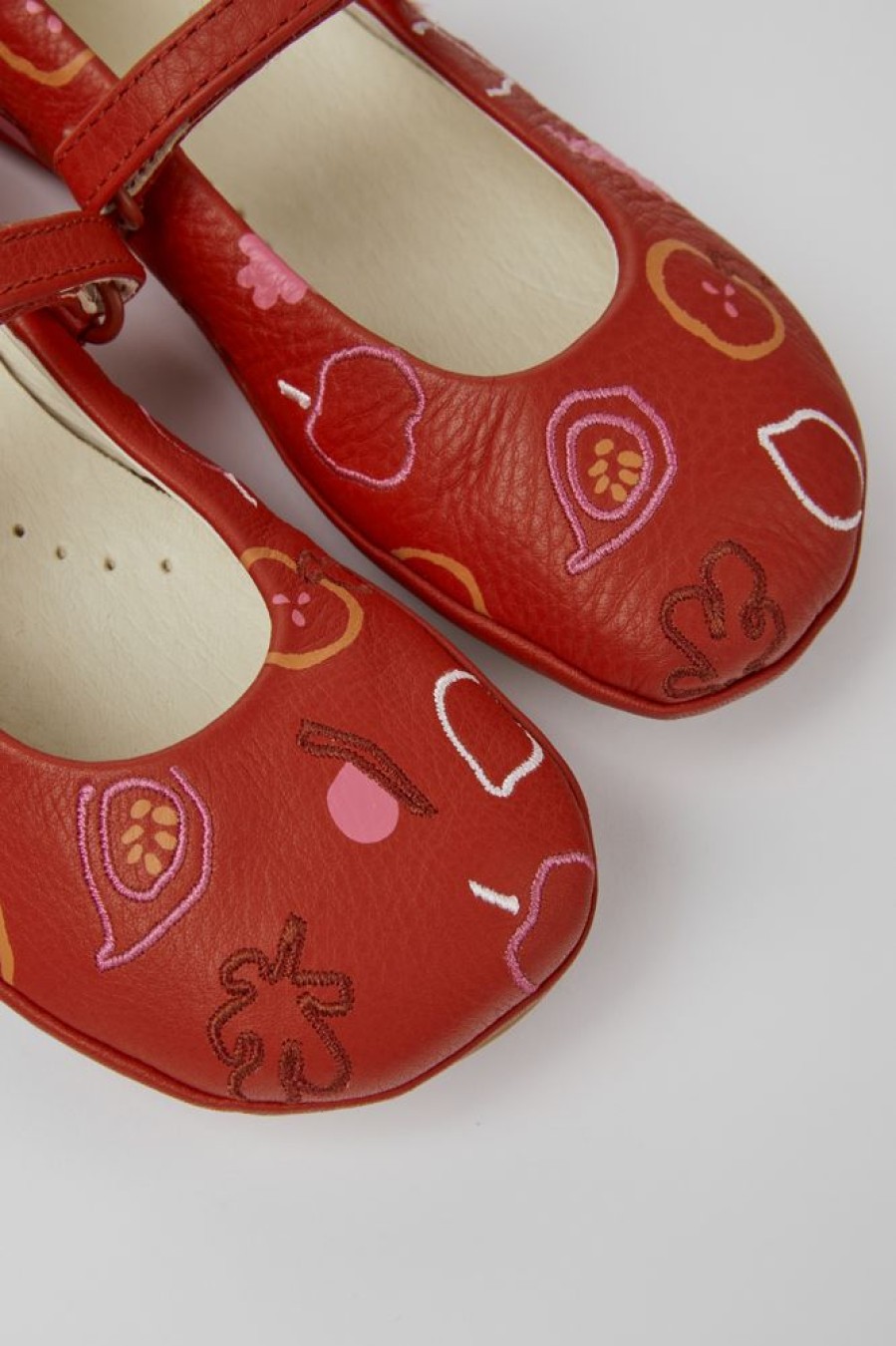 Kids CamperLab Ballerinas | Red Leather Ballerinas For Girls