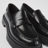 Women CamperLab Formal Shoes | Black Leather Loafers For Women