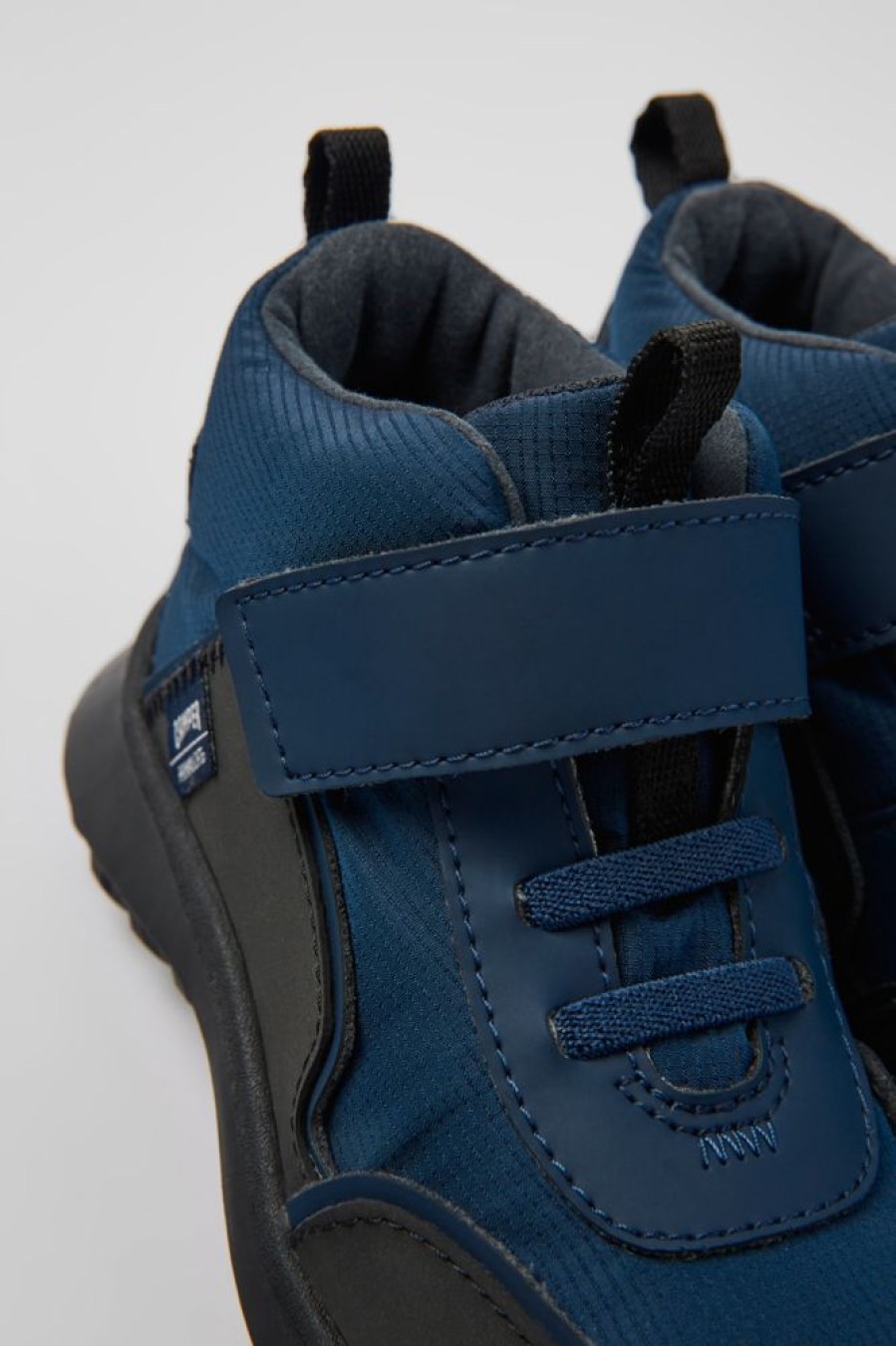 Kids CamperLab Sneakers | Dark Blue Textile And Leather Ankle Boots For Kids