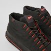 Men CamperLab Casual Shoes | Dark Gray Textile And Nubuck Ankle Boots For Men