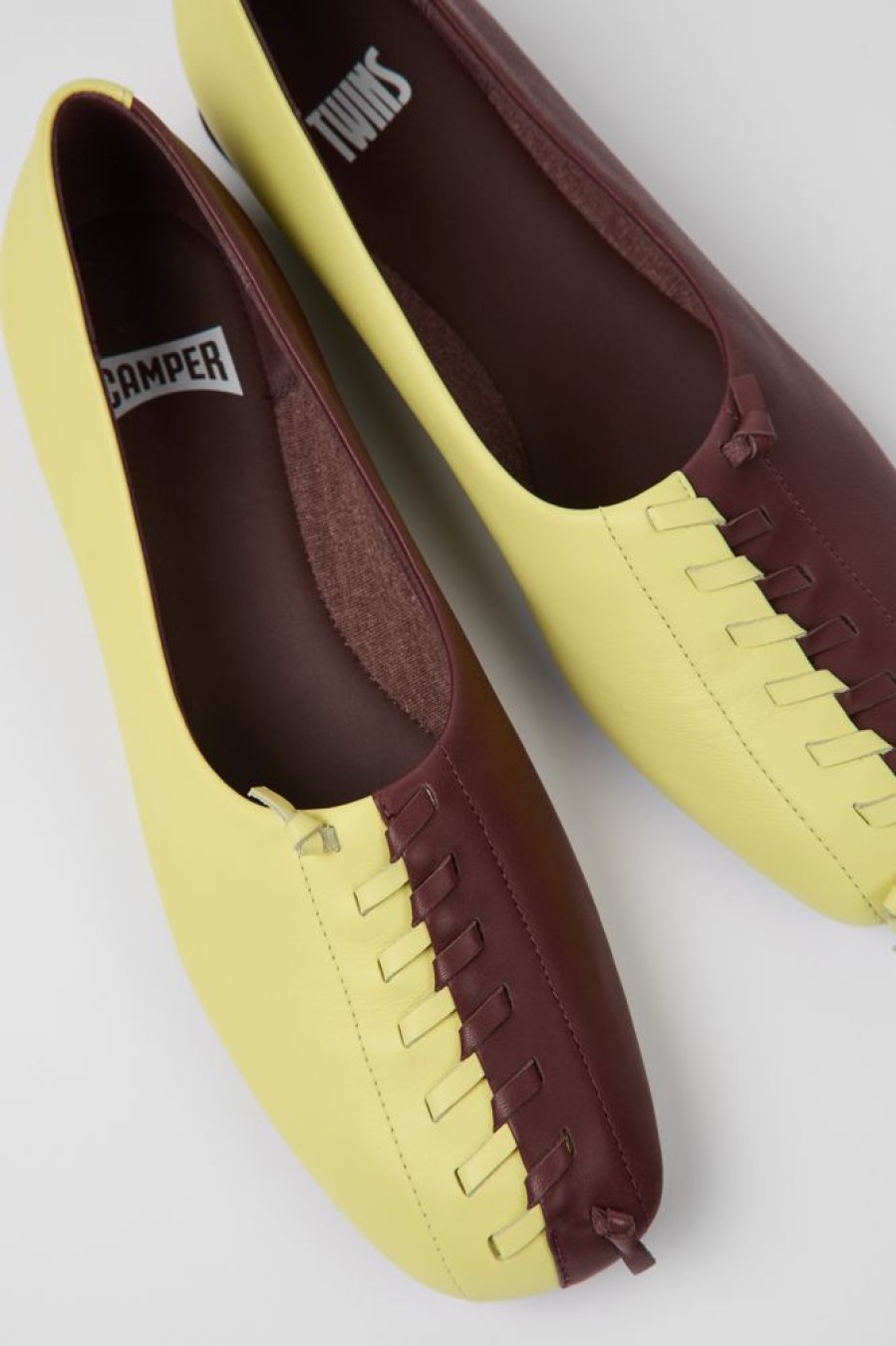 Women CamperLab Formal Shoes | Yellow And Burgundy Ballerina Flats For Women