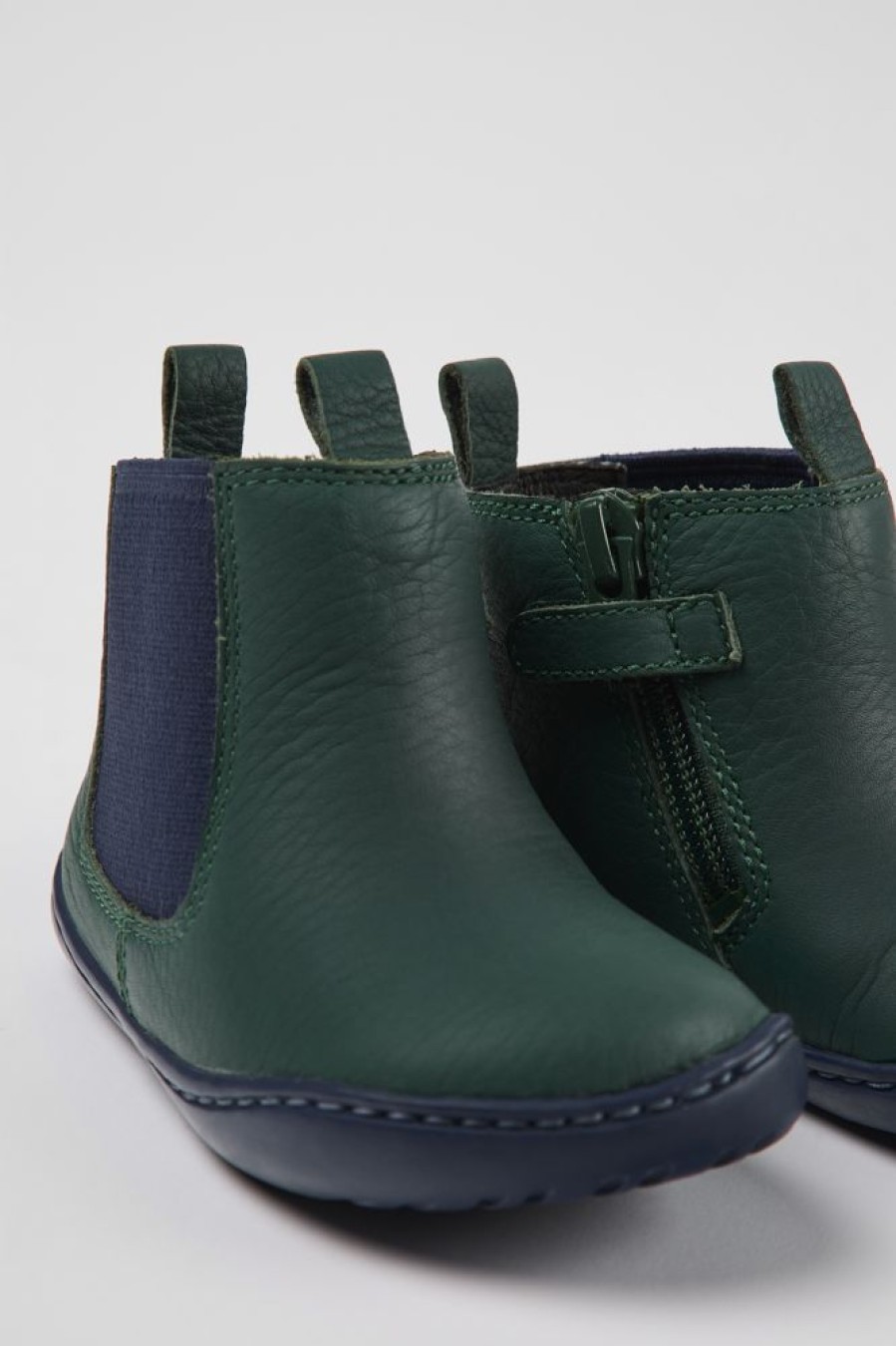 Kids CamperLab Boots | Green And Blue Leather Boots For Kids