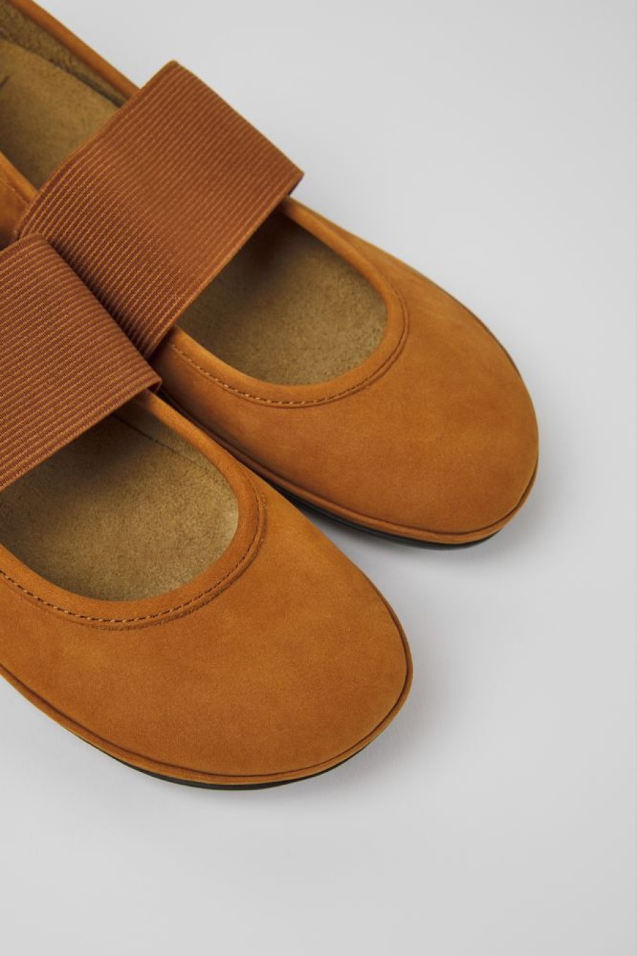 Women CamperLab Flat Shoes | Brown Nubuck Ballerinas For Women