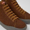 Women CamperLab Ankle Boots | Brown And Black Recycled Wool Sneakers For Women