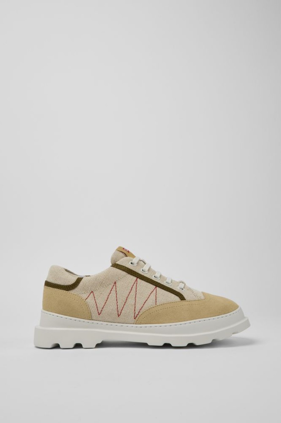 Men CamperLab Casual Shoes | Beige And Green Sneakers For Men