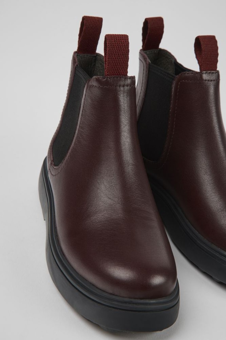 Kids CamperLab Boots | Burgundy Leather Chelsea Boots For Kids