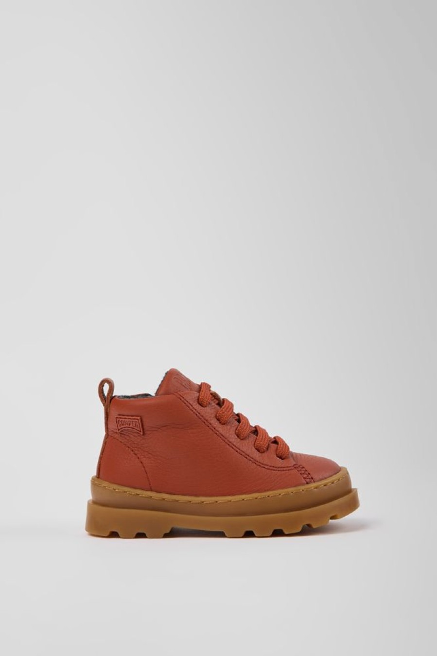 Kids CamperLab Boots | Red Leather Ankle Boots For Kids