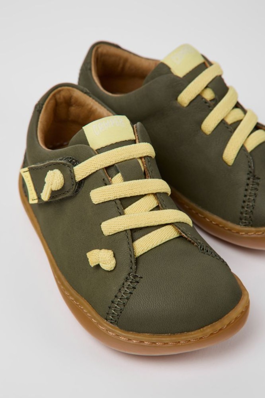 Kids CamperLab Hook And Loop | Green Leather Shoes For Kids