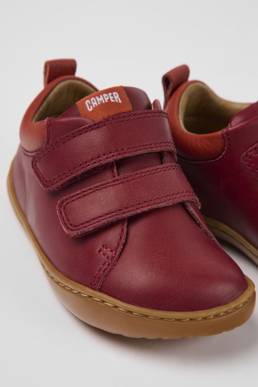 Kids CamperLab Sneakers | Burgundy Leather Shoes For Kids