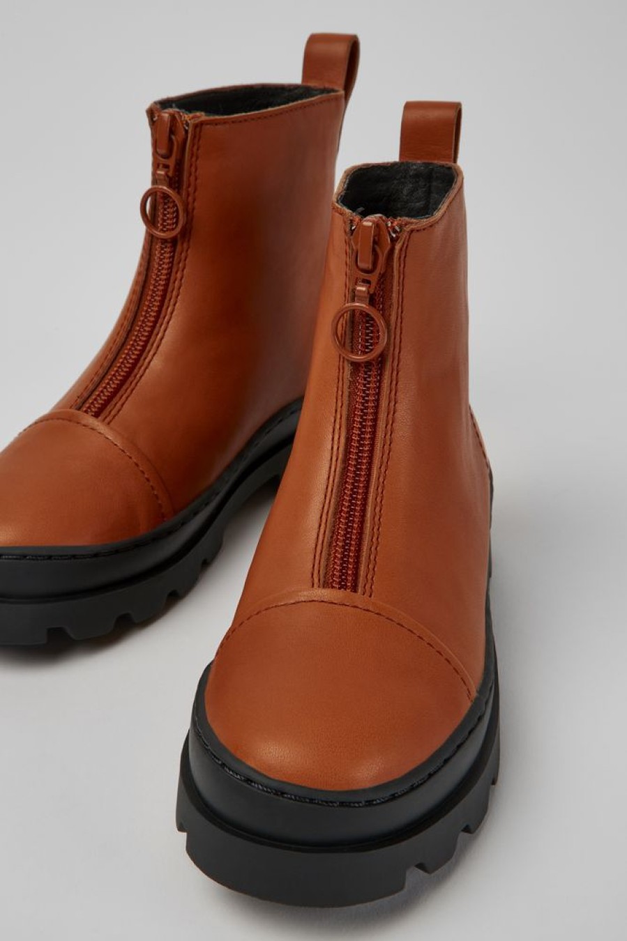 Kids CamperLab Boots | Brown Zip Up Leather Boots