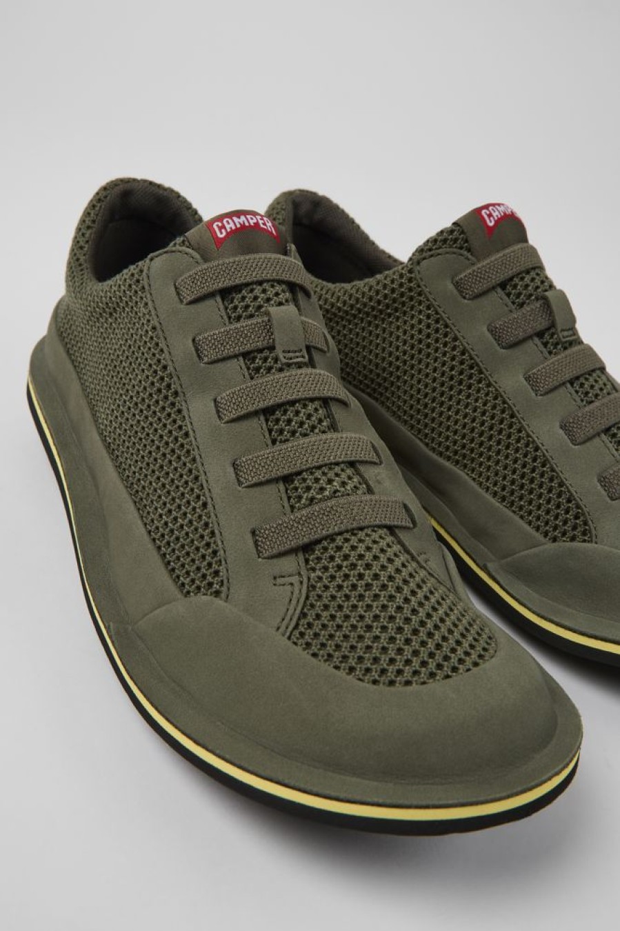 Men CamperLab Casual Shoes | Green Textile And Nubuck Shoes For Men