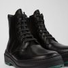 Men CamperLab Ankle Boots | Black Leather Medium Boots For Men