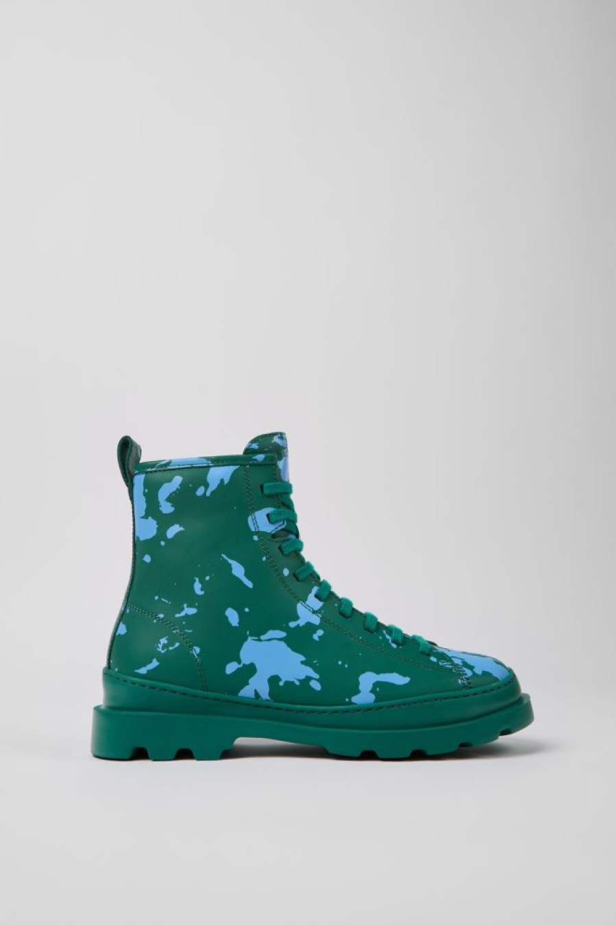 Women CamperLab Ankle Boots | Green And Blue Leather Ankle Boots For Women