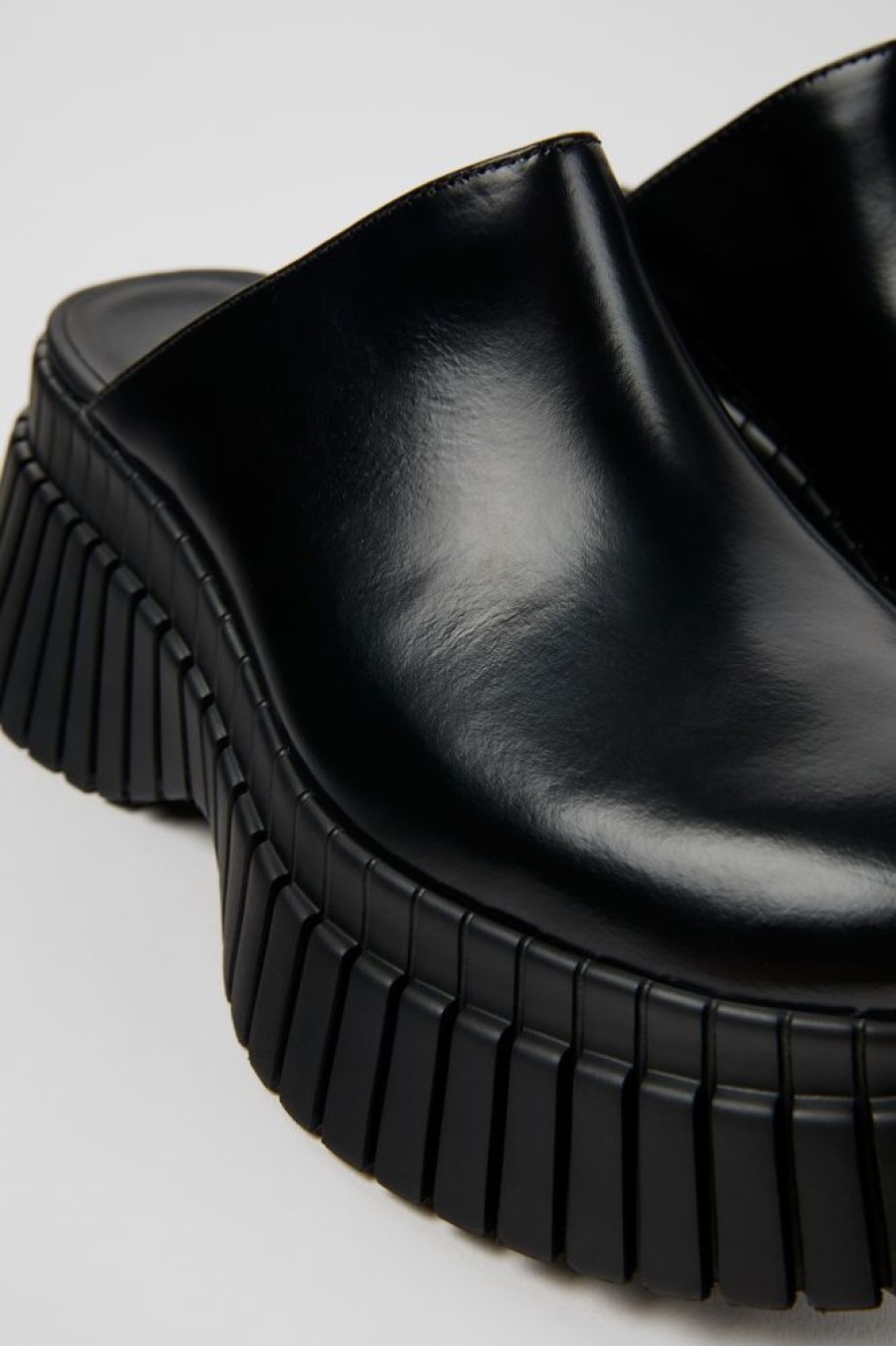 Women CamperLab Wedges | Black Leather Clog For Women