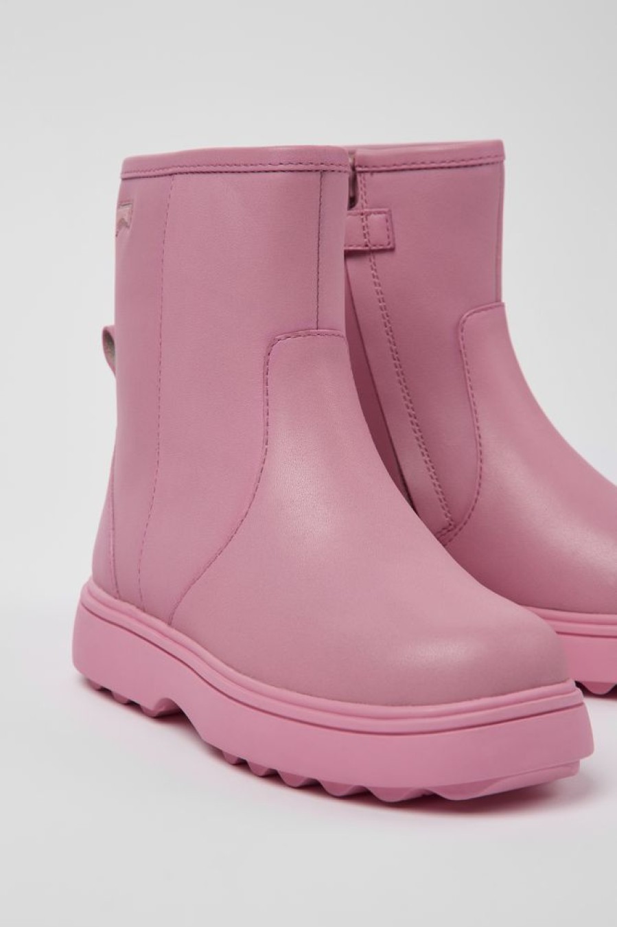 Kids CamperLab Boots | Pink Leather Ankle Boots For Kids