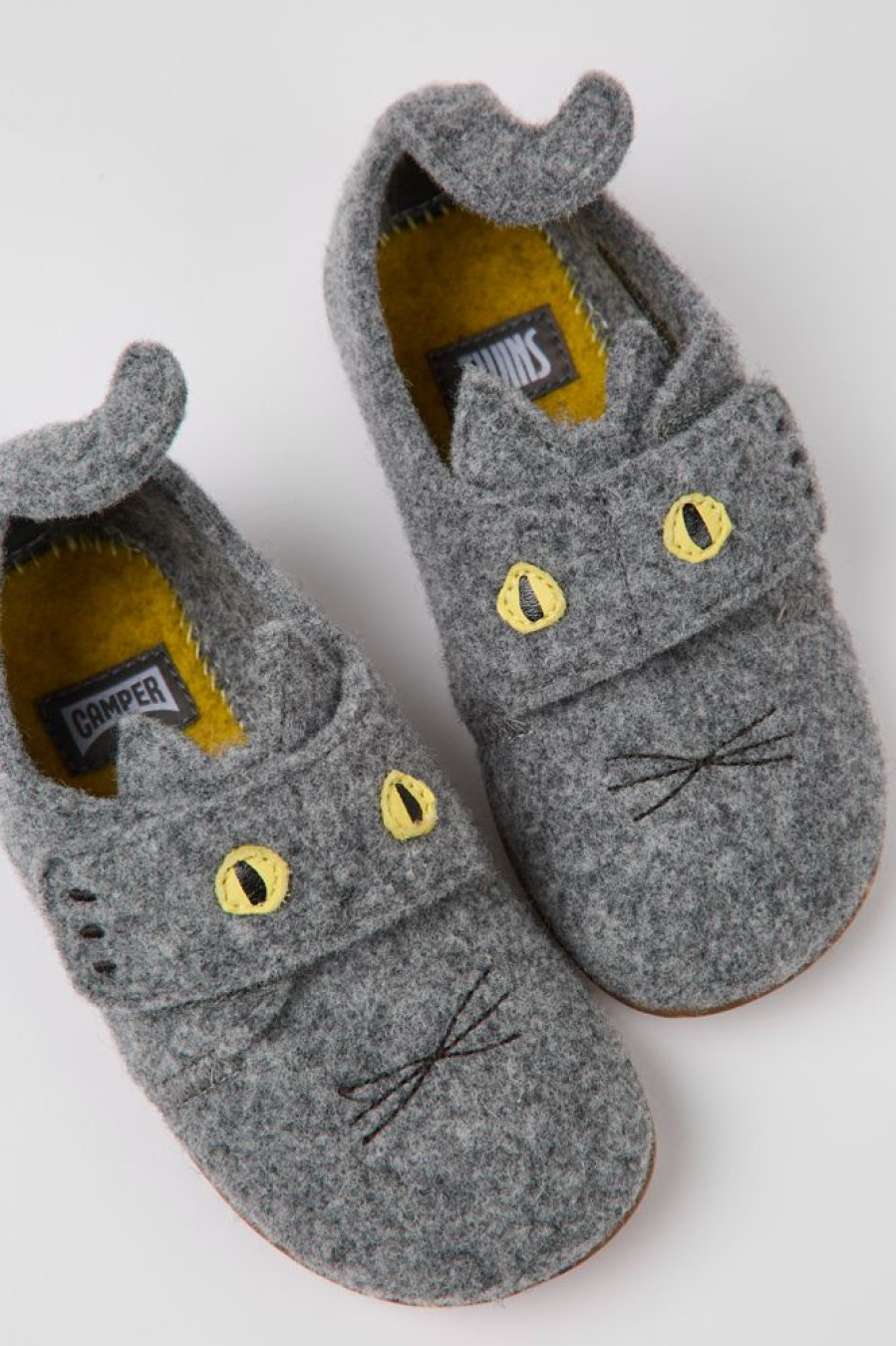 Kids CamperLab Hook And Loop | Grey Wool Slippers