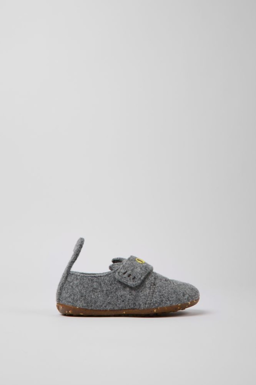 Kids CamperLab Hook And Loop | Grey Wool Slippers