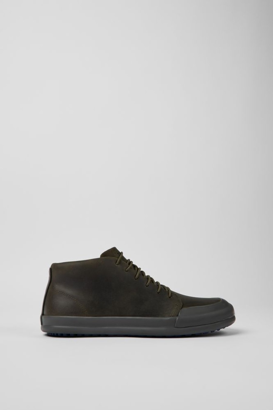 Men CamperLab Casual Shoes | Dark Green Leather Ankle Boots For Men