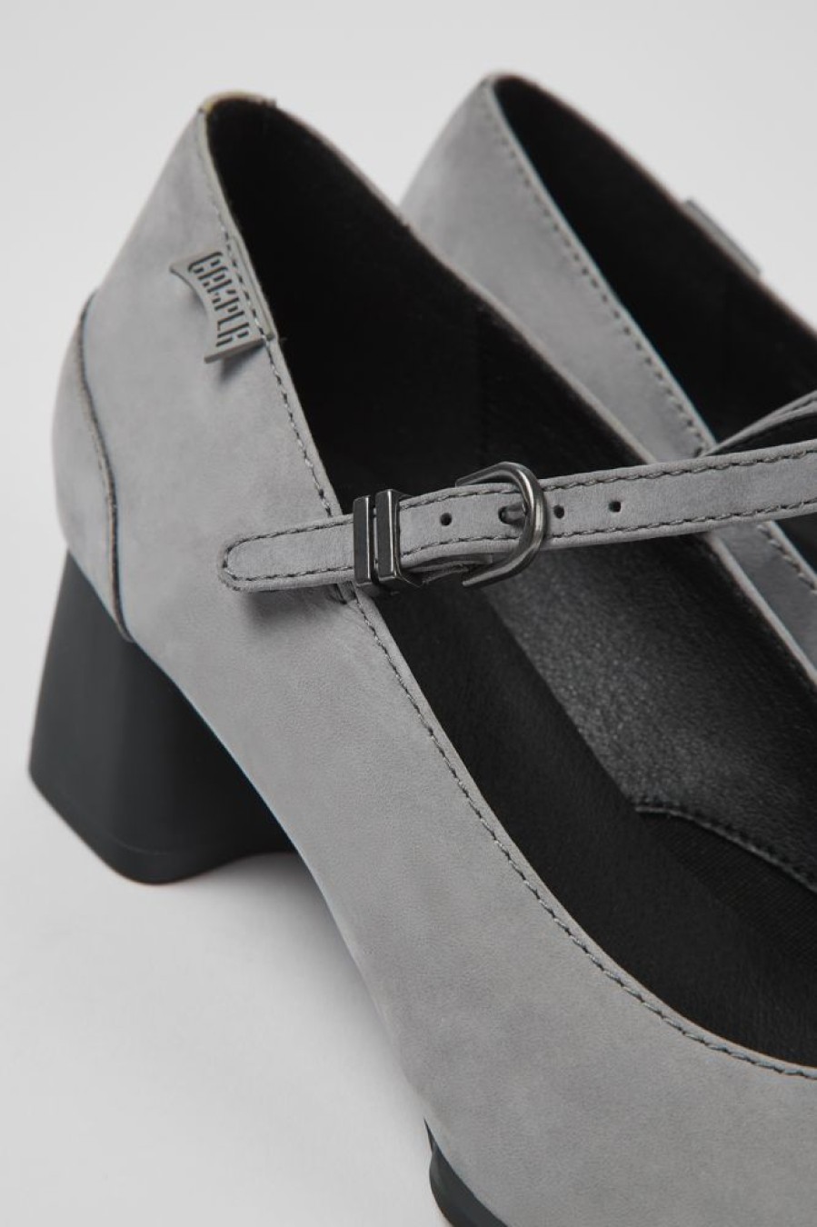 Women CamperLab Formal Shoes | Gray Nubuck Mary Jane Heels