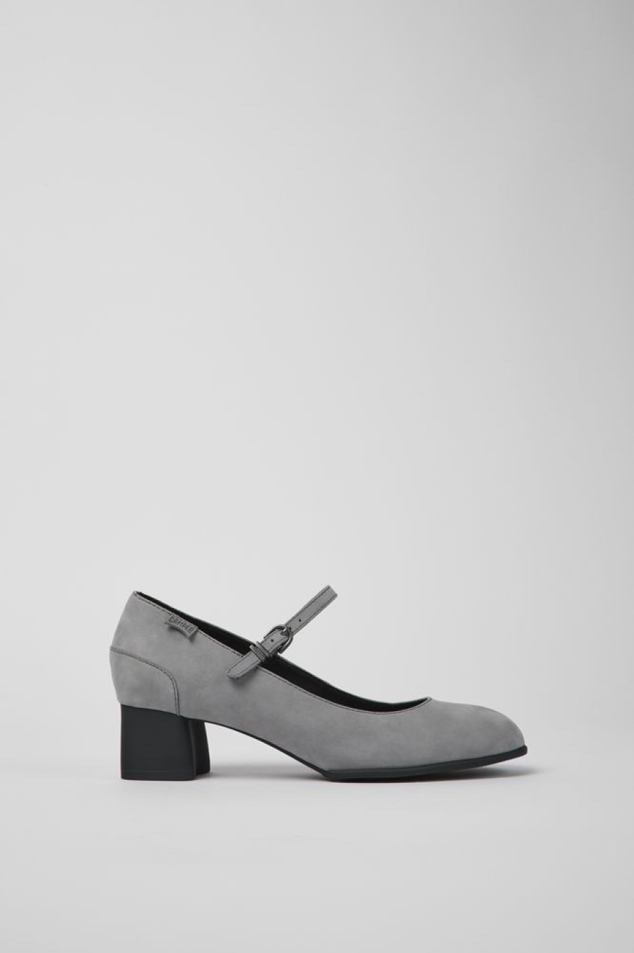 Women CamperLab Formal Shoes | Gray Nubuck Mary Jane Heels