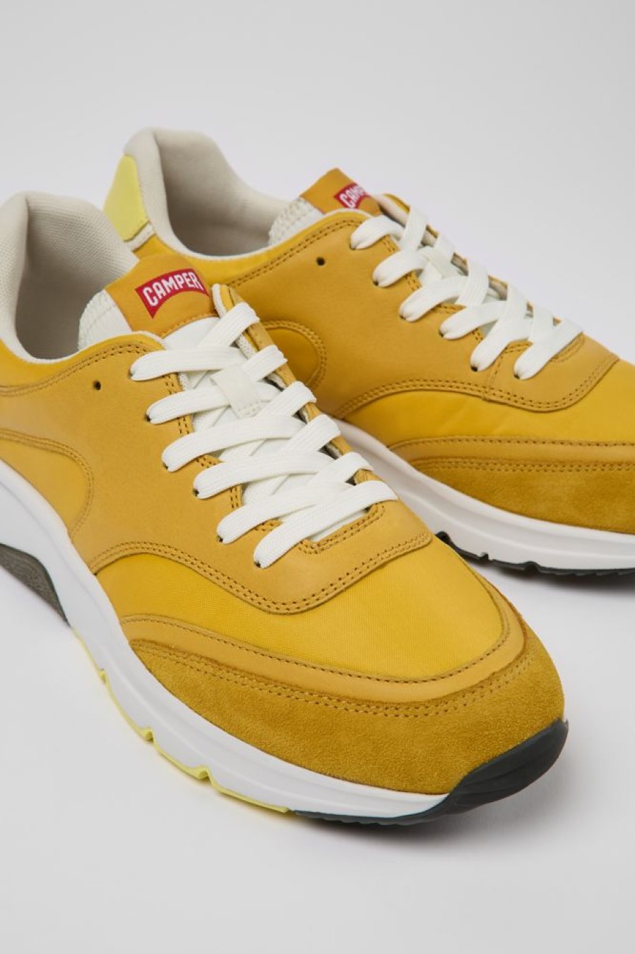 Men CamperLab Sneakers | Yellow Textile And Leather Sneakers For Men