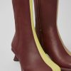 Women CamperLab Ankle Boots | Burgundy And Yellow Ankle Boots For Women