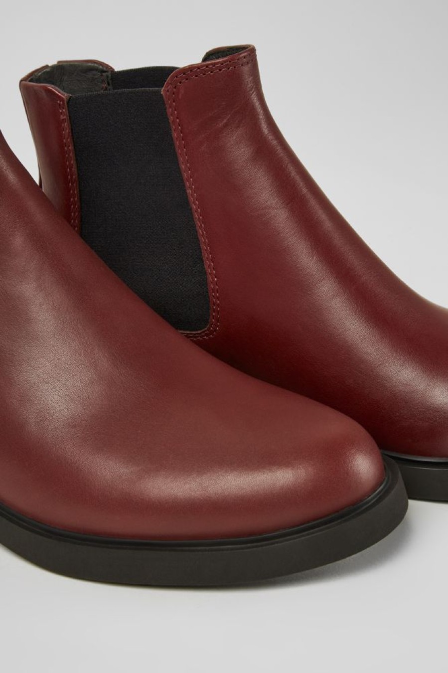 Women CamperLab Ankle Boots | Burgundy Leather Ankle Boots