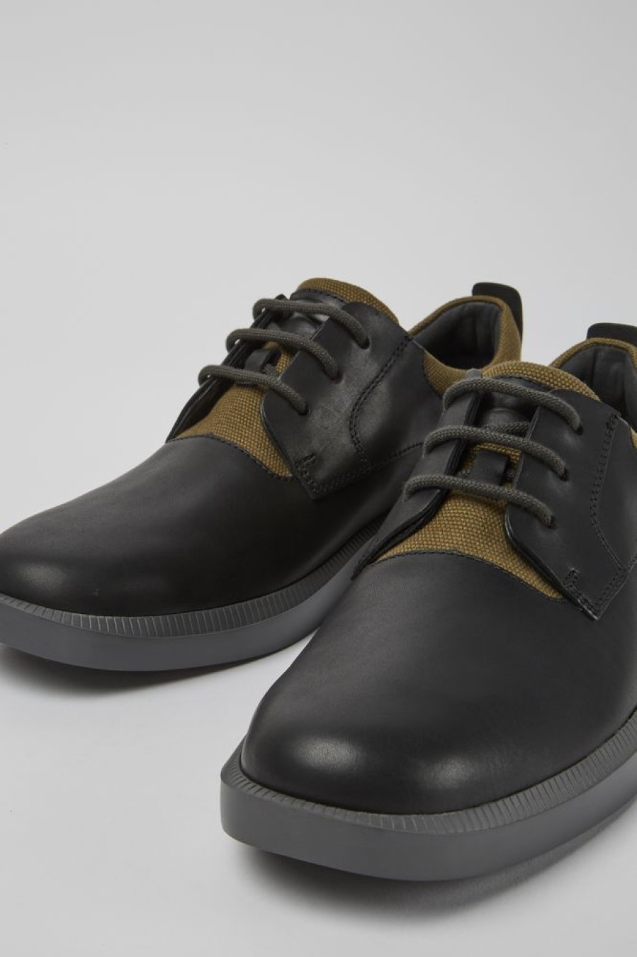 Men CamperLab Formal Shoes | Black Leather Lace Up Shoes