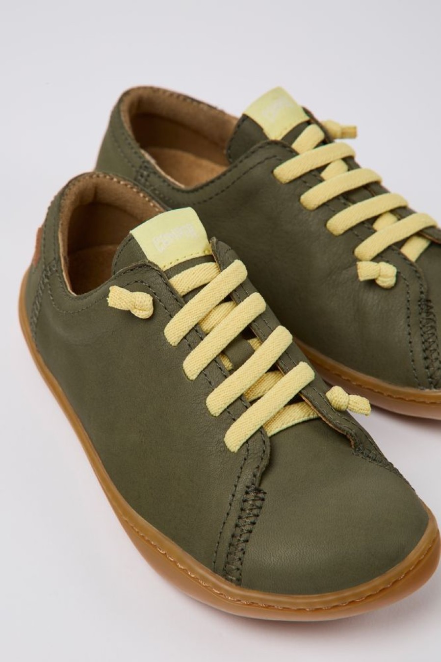 Kids CamperLab Lace Up | Green Leather Shoes For Kids