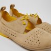 Women CamperLab Flat Shoes | Beige And Yellow Nubuck Shoes For Women