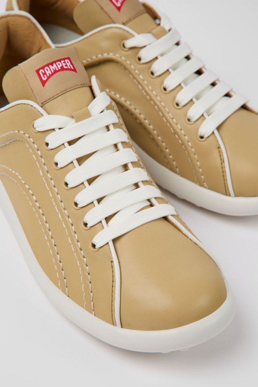 Women CamperLab Sneakers | Beige Leather Sneakers For Women