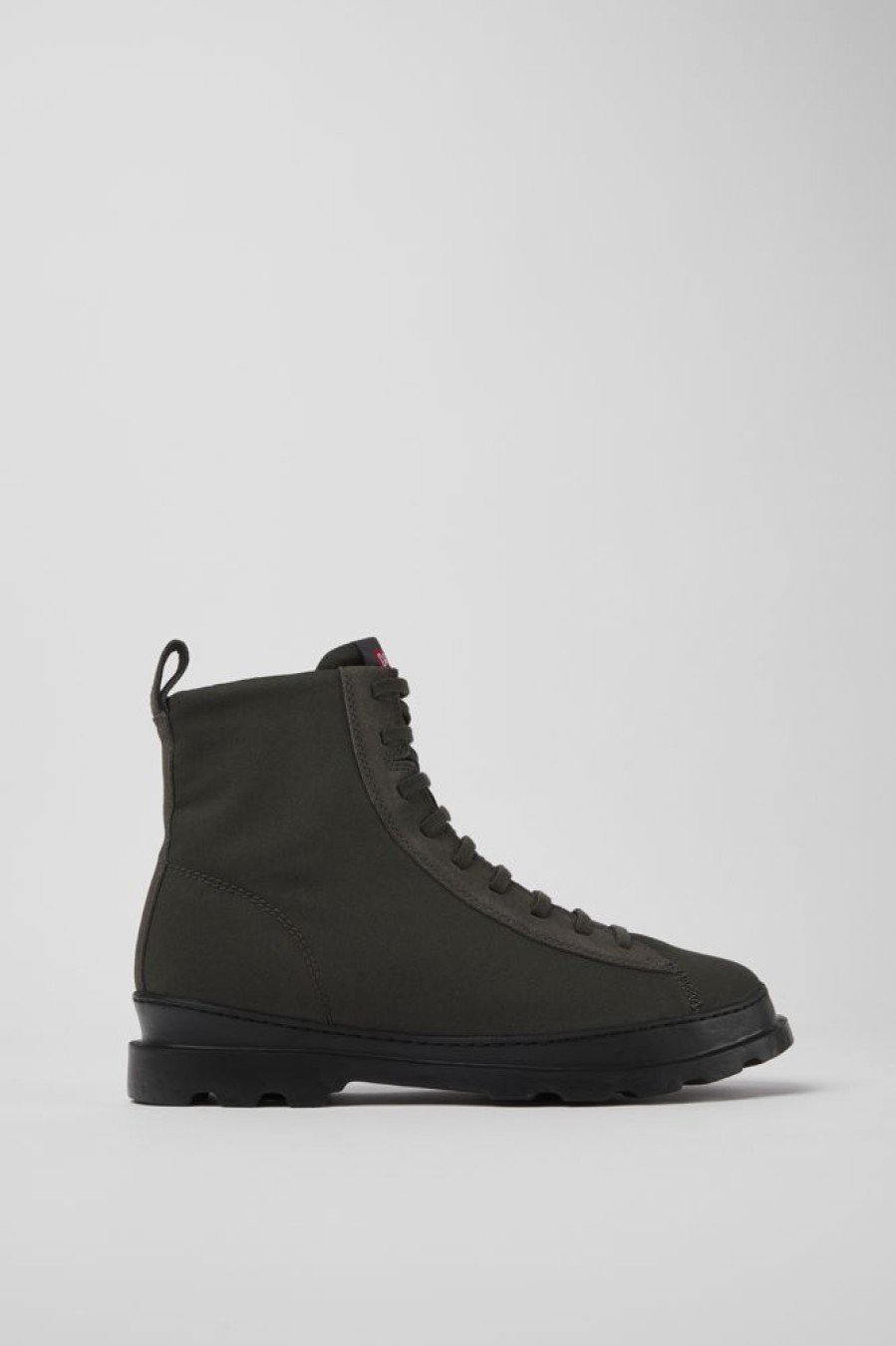 Men CamperLab Ankle Boots | Gray Textile And Nubuck Ankle Boots For Men