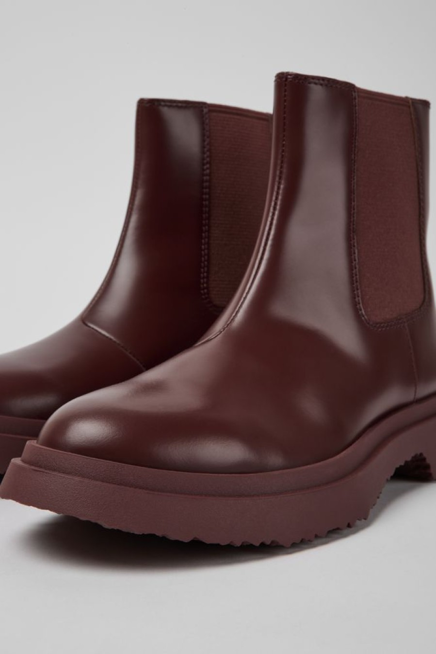 Women CamperLab Ankle Boots | Burgundy Leather Boots For Women