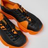 Women CamperLab Sneakers | Black And Orange Leather Shoes For Women