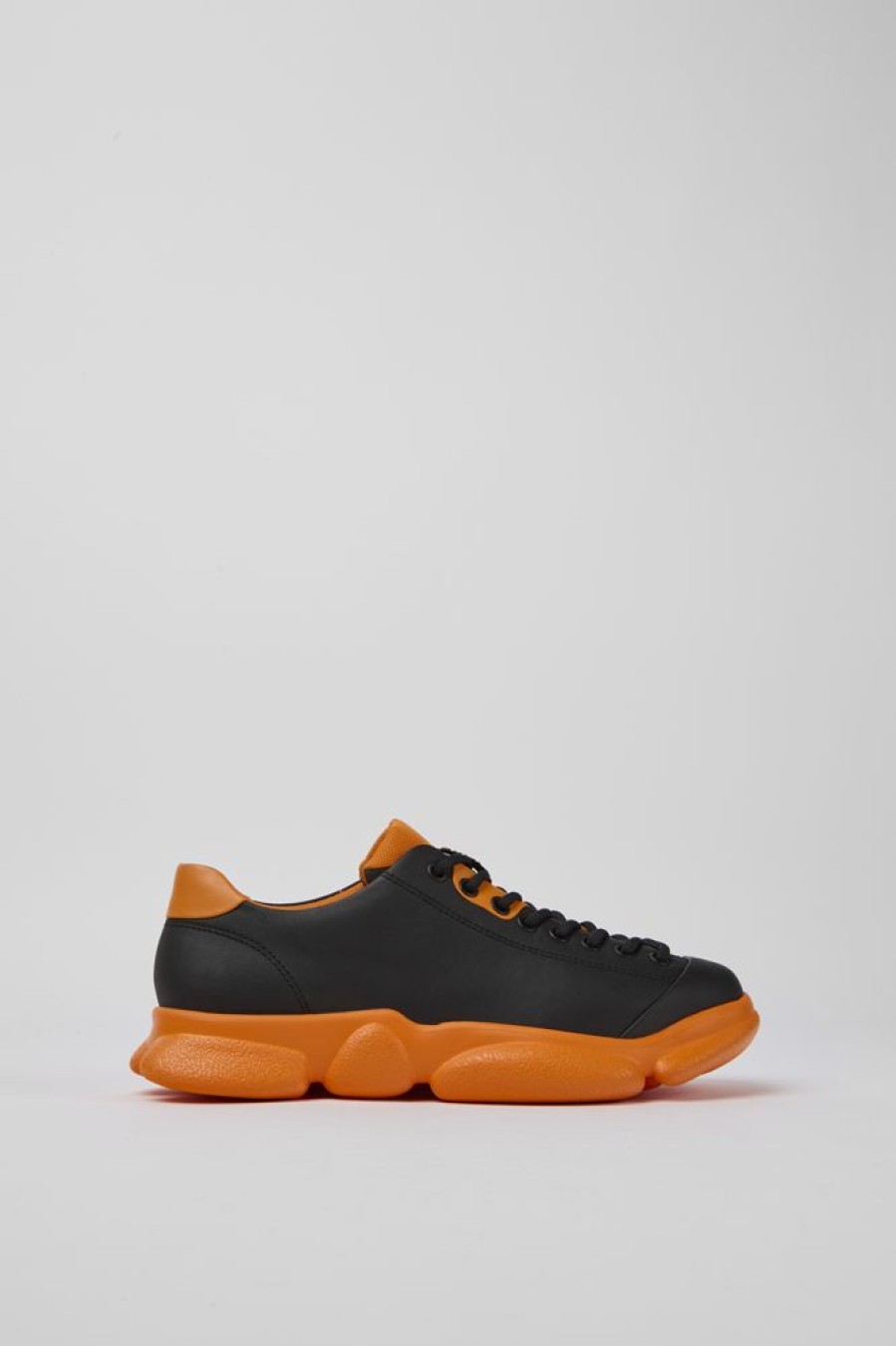 Women CamperLab Sneakers | Black And Orange Leather Shoes For Women