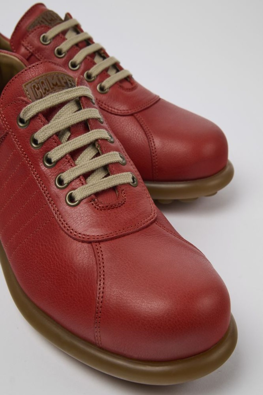 Men CamperLab Casual Shoes | Red Leather Oxford Sneaker For Men