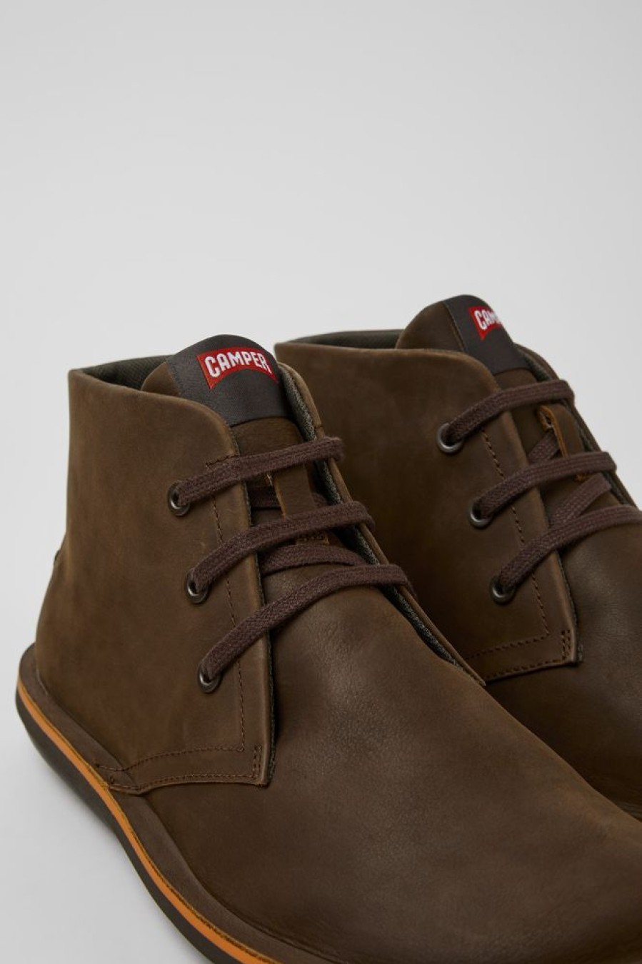 Men CamperLab Casual Shoes | Brown Nubuck Ankle Boots For Men