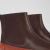 Men CamperLab Formal Shoes | Red And Brown Leather Chelsea Boots For Men