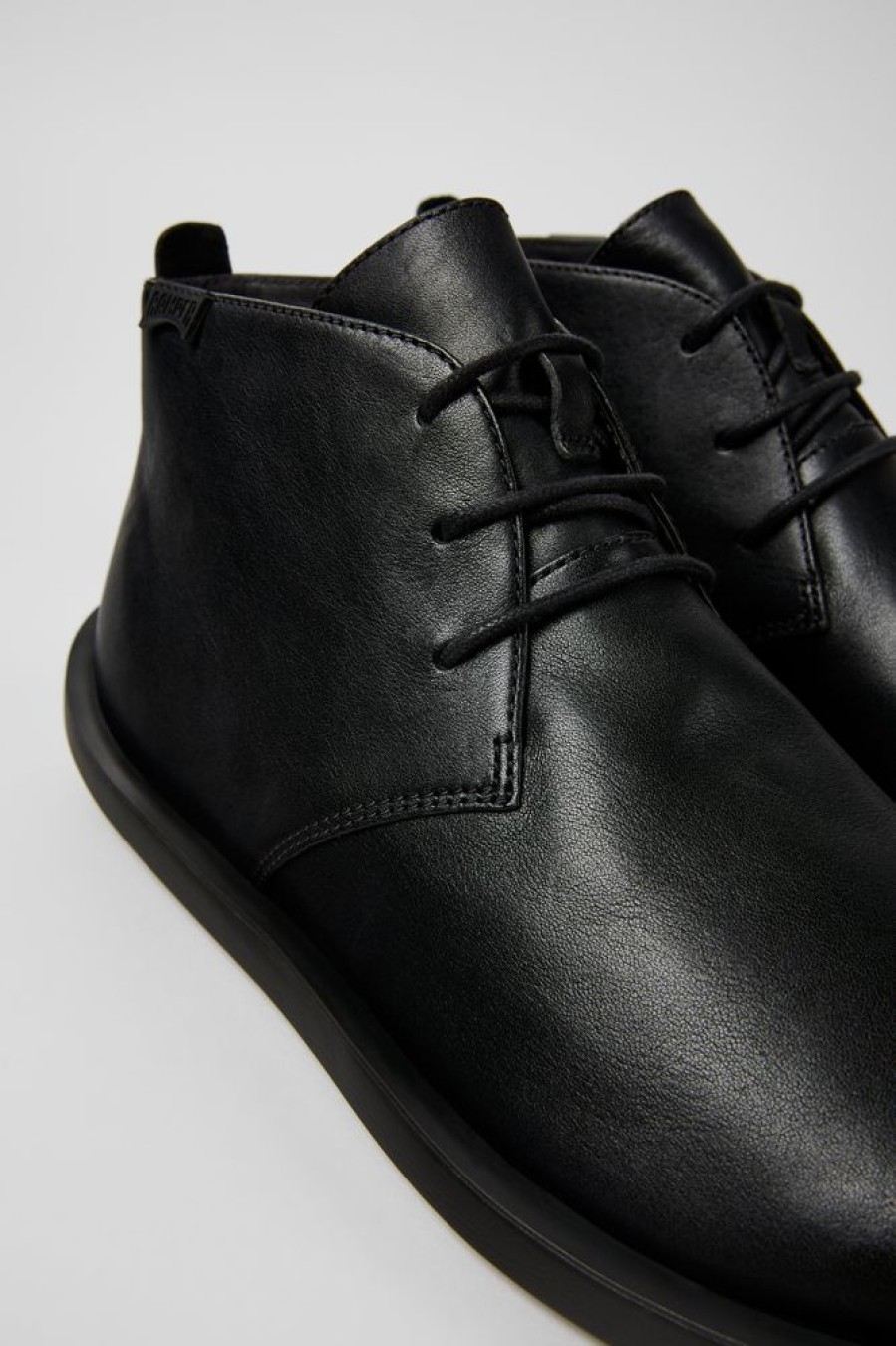 Men CamperLab Formal Shoes | Black Leather Desert Boot For Men