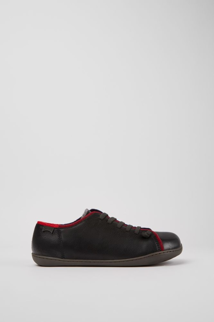 Men CamperLab Casual Shoes | Black Leather And Wool Shoes For Men