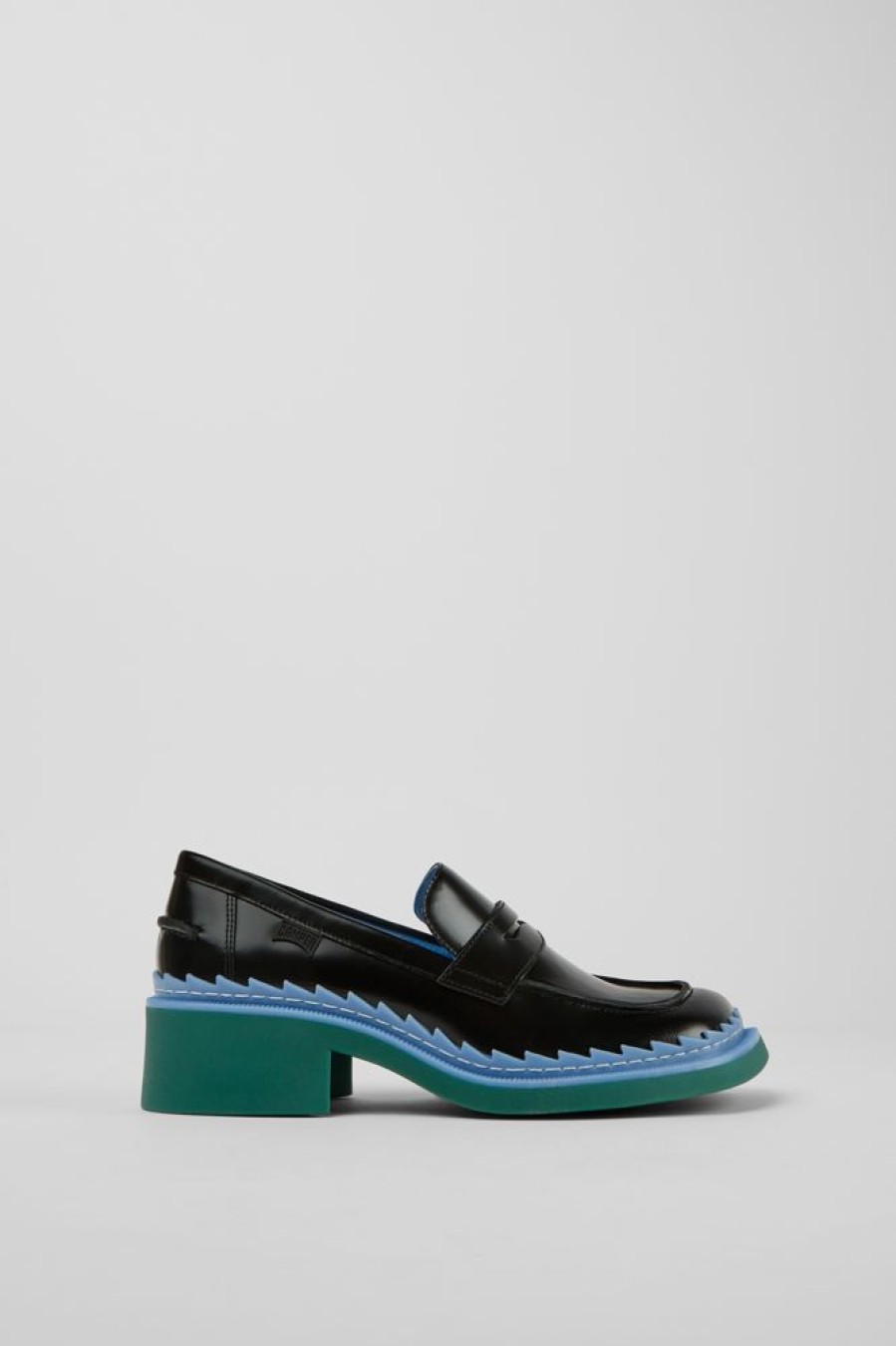 Women CamperLab Formal Shoes | Black, Blue, And Green Leather Loafers For Women