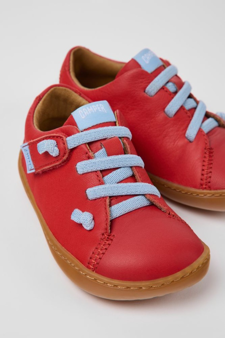 Kids CamperLab Hook And Loop | Red Leather Shoes For Kids