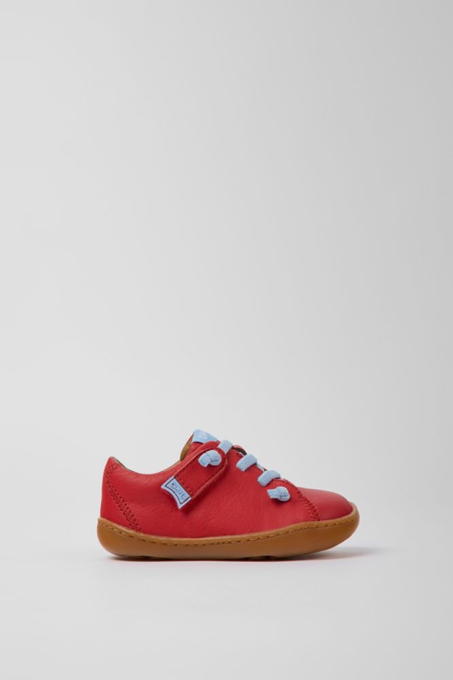 Kids CamperLab Hook And Loop | Red Leather Shoes For Kids