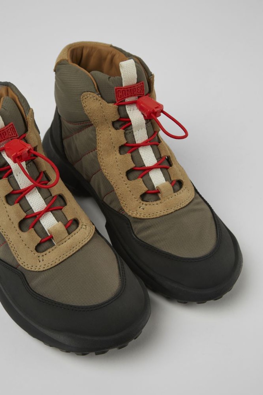 Kids CamperLab Sneakers | Brown Textile And Nubuck Ankle Boots