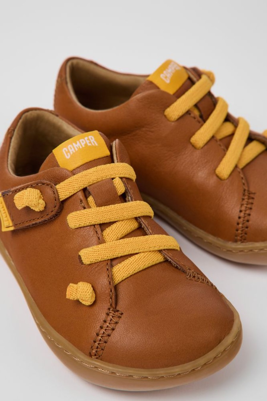 Kids CamperLab Hook And Loop | Brown Leather Shoes For Kids