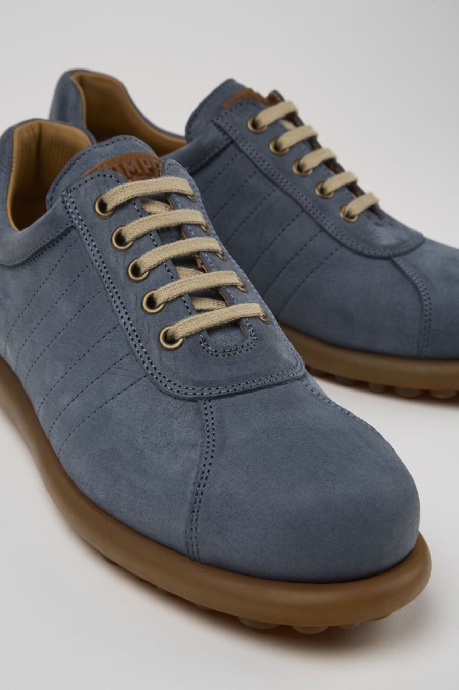 Men CamperLab Casual Shoes | Blue Nubuck Oxford Sneaker For Men