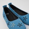 Women CamperLab Flat Shoes | Blue Nubuck Ballerinas For Women