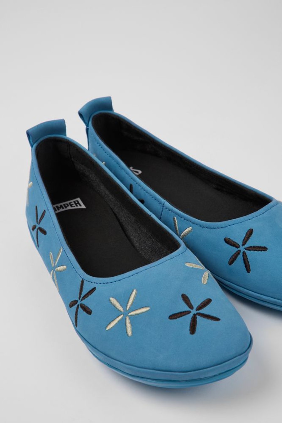 Women CamperLab Flat Shoes | Blue Nubuck Ballerinas For Women