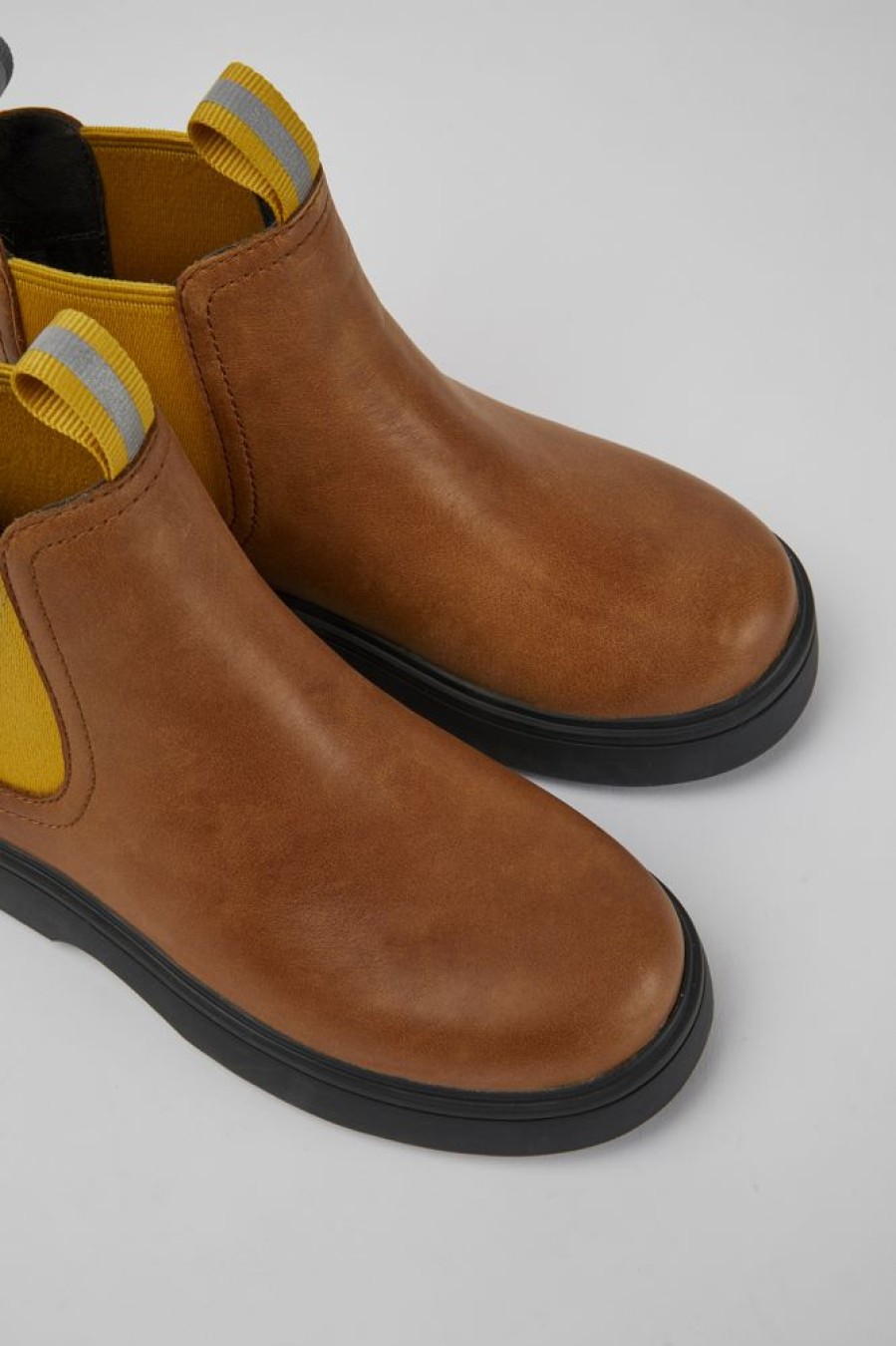 Kids CamperLab Boots | Light Brown And Yellow Ankle Boots